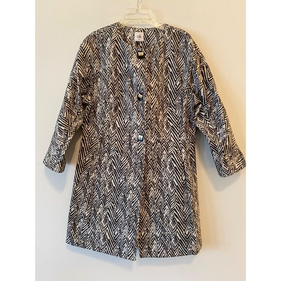 Vintage Cabi Zig-Zag Pattern Open Front Long Jacket Medium - Picture 1 of 7